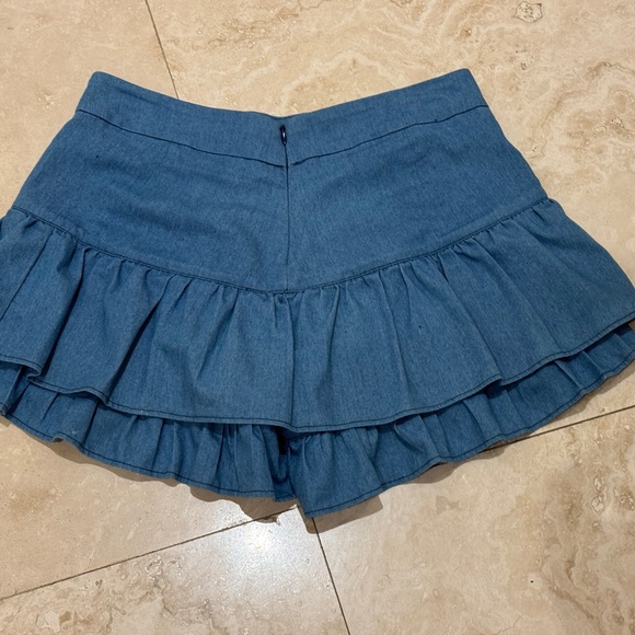 AC Rendon Girls Tween/ Women's Light Denim-Cotton Ruffle Skort Sz 6 -EUC - Picture 2 of 6
